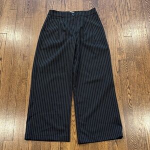 Princess Polly Archer Black Pinstripe Wide-Leg Pants size 6